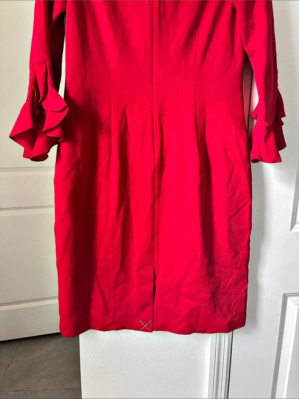 Talbots Red Ruffle Sleeve Midi Dress - Picture 6 of 6